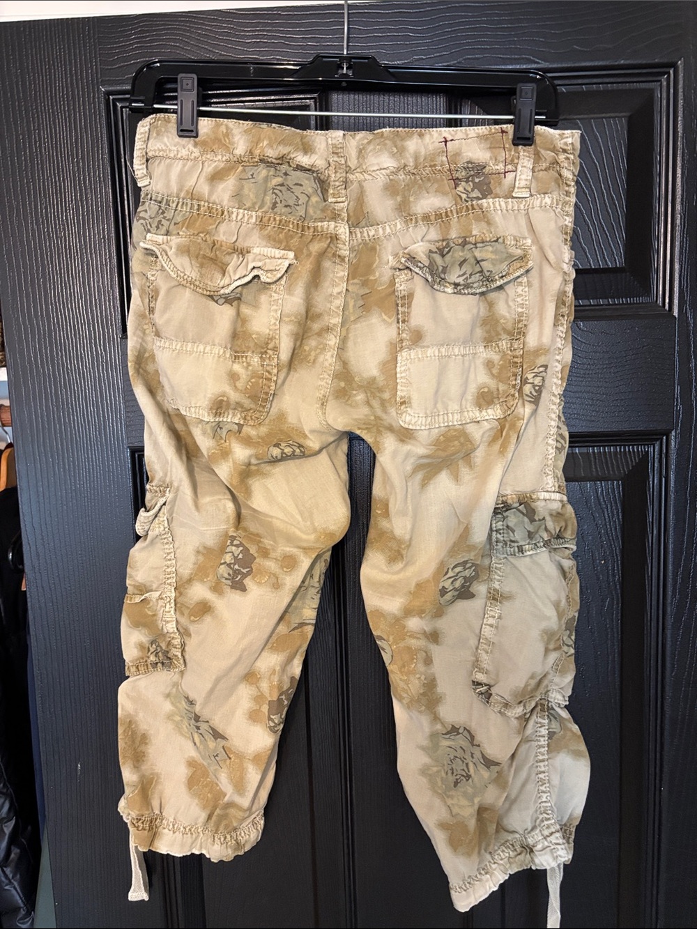 Cropped Cargo Ankle Pants in Tan Camo Print - Picture 2 of 4